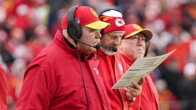 Dec 31, 2023; Kansas City, Missouri, USA; Kansas City Chiefs head coach Andy Reid watches play against the Cincinnati Bengals during the first half at GEHA Field at Arrowhead Stadium. Mandatory Credit: Denny Medley-USA TODAY Sports  
